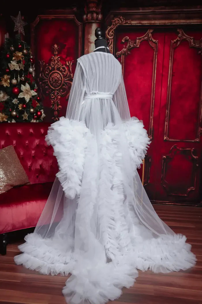 Kate Bell Sleeve Sheer Super Soft Ruffled Maternity Photoshoot Dress - Kate Backdrop AU