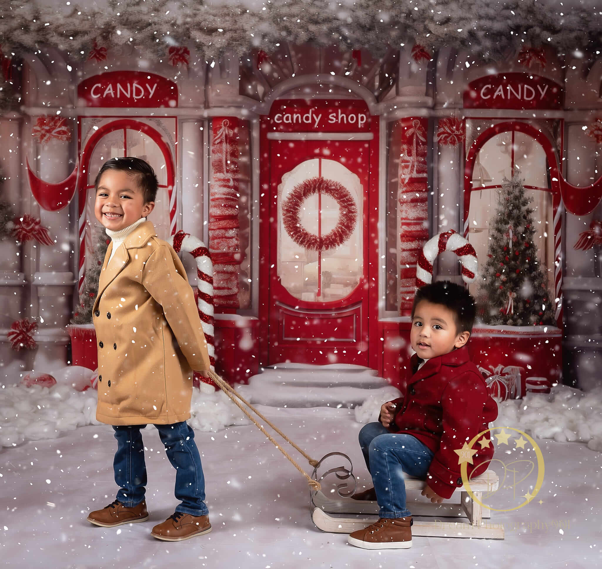 Kate Christmas Red Candy Shop Backdrop Designed by Chain Photography - Kate Backdrop AU