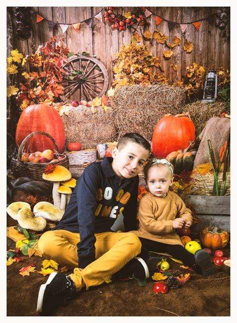Kate Autumn Harvest Thanksgiving Pumpkins Backdrop for Photography - Kate Backdrop AU