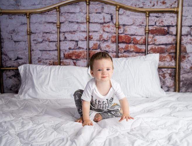 Kate Full Brass Bed Headboard Brick Wall Backdrop for Photography Designed by Pine Park Collection - Kate Backdrop AU