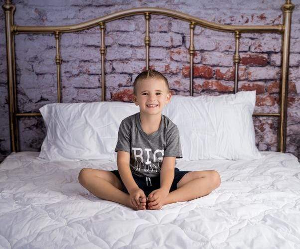 Kate Full Brass Bed Headboard Brick Wall Backdrop for Photography Designed by Pine Park Collection - Kate Backdrop AU