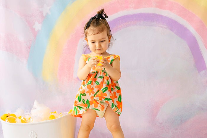 Kate Sweep Cake Smash Rainbow Wood Floor Backdrop Designed by Chain Photography - Kate Backdrop AU