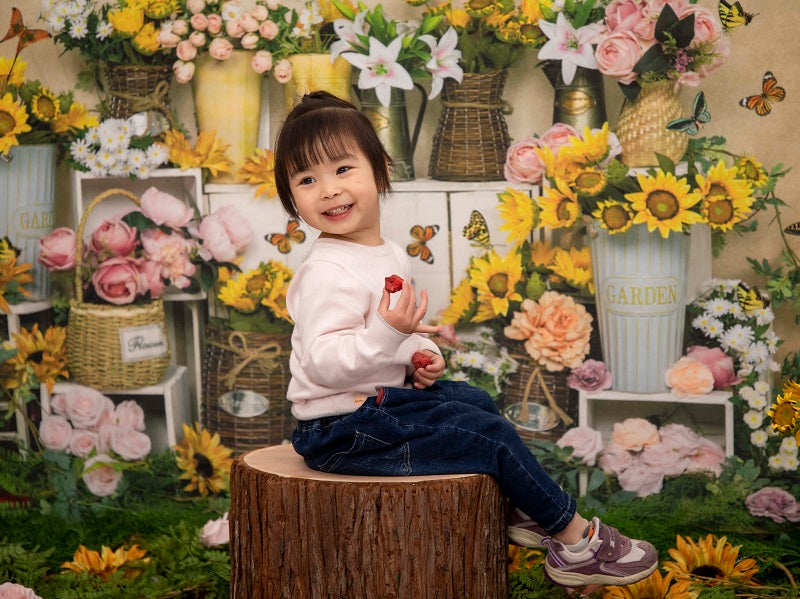 Kate Spring Flowers Butterfly Florist Backdrop Designed by Emetselch - Kate Backdrop AU