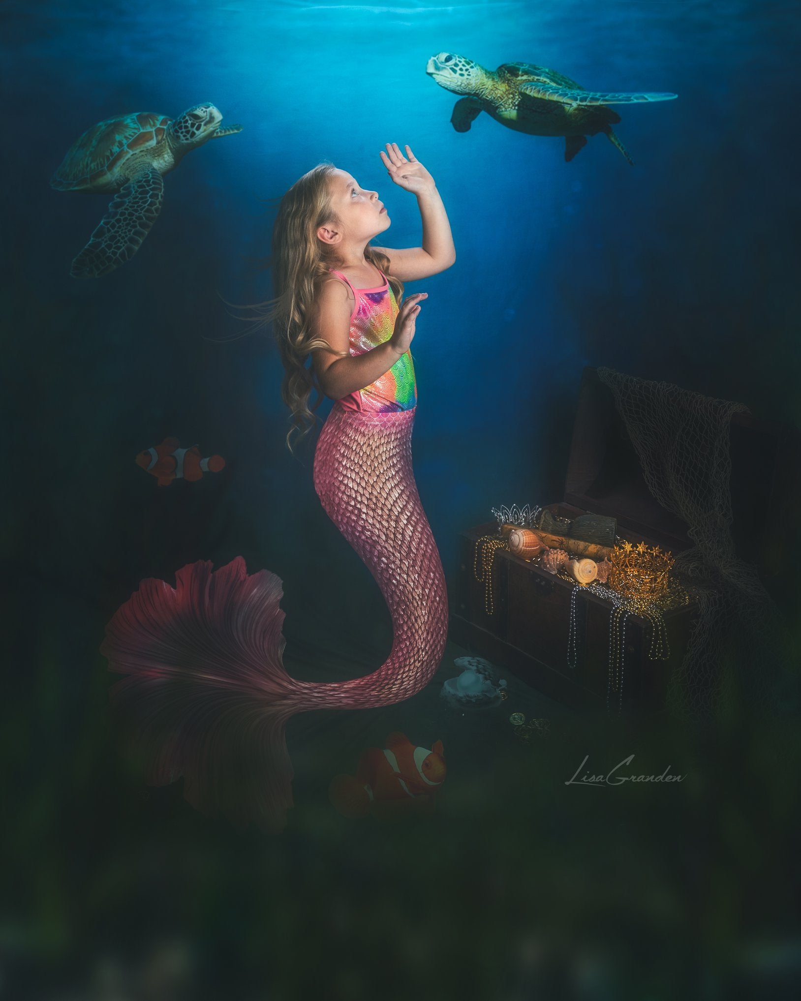 Kate Summer Mermaid Uder the Sea Backdrop Designed by Lisa Granden - Kate Backdrop AU
