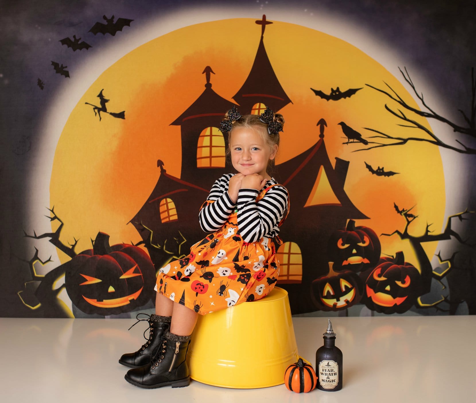 Kate Halloween Backdrop Pumpkins Witch House Designed by Chain Photography - Kate Backdrop AU