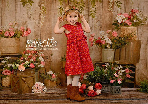 Kate Pink Floral Wooden Spring/Mother's Day Backdrop Designed by Jia Chan Photography - Kate Backdrop AU