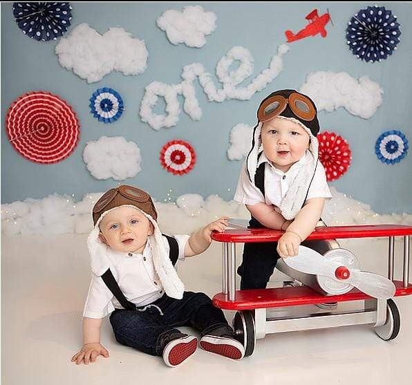 Kate Time Flies Clouds Birthday Children Backdrop for Photography Designed by Lisa B - Kate Backdrop AU