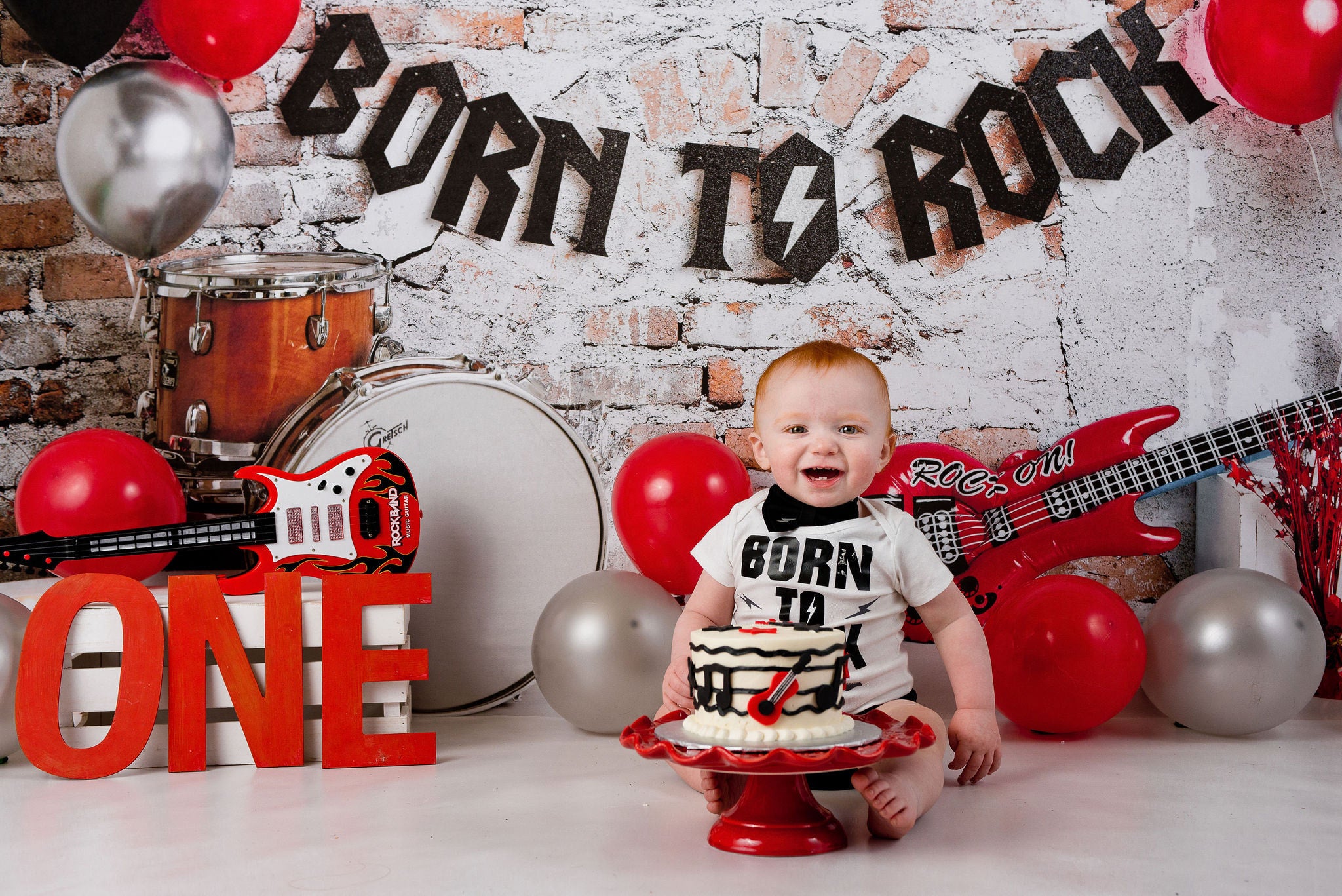 Kate Born to Rock with Guitar Children Backdrop Designed by Megan Leigh Photography - Kate Backdrop AU