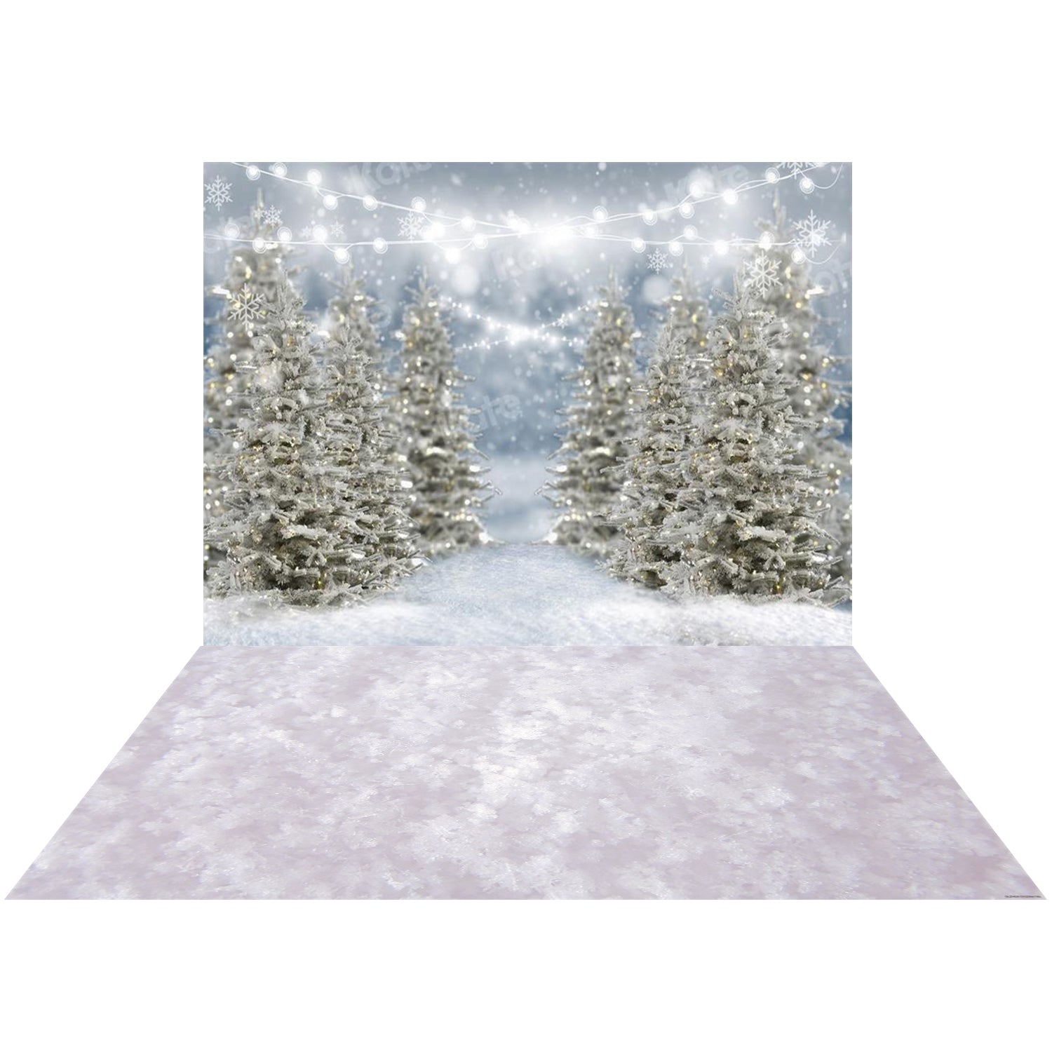Kate Christmas Tree Forest Bokeh Backdrop+Kate Snowy Rubber Floor Mat - Kate Backdrop AU