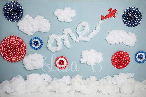 Kate Time Flies Clouds Birthday Children Backdrop for Photography Designed by Lisa B - Kate Backdrop AU