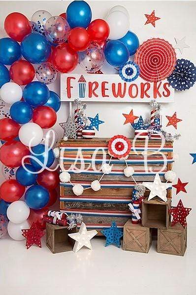 Kate 4th of July Fireworks Balloon Children Backdrop Designed by Lisa B - Kate Backdrop AU