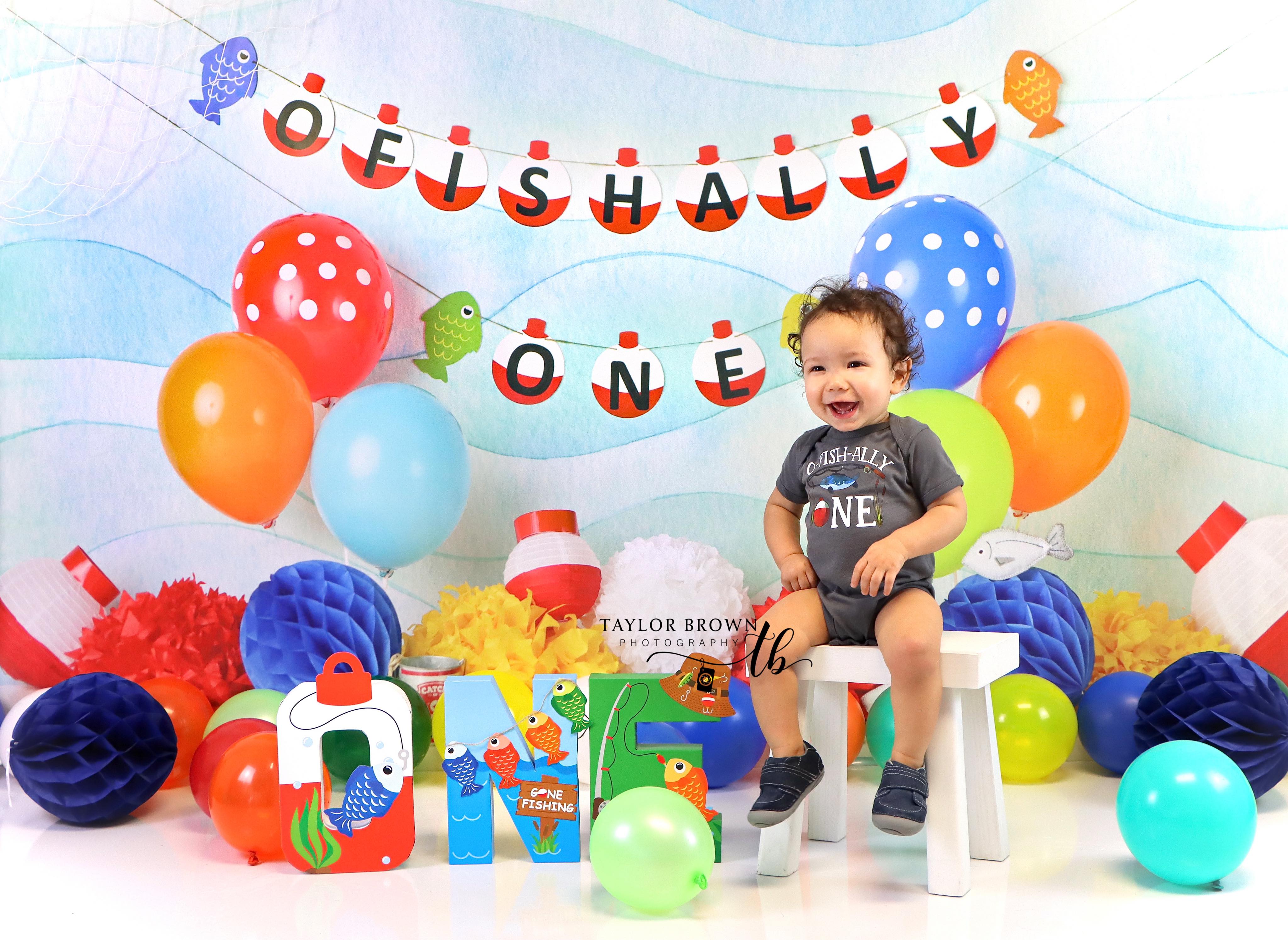 Kate Fishing First Birthday Backdrop Designed by Mandy Ringe Photography - Kate Backdrop AU