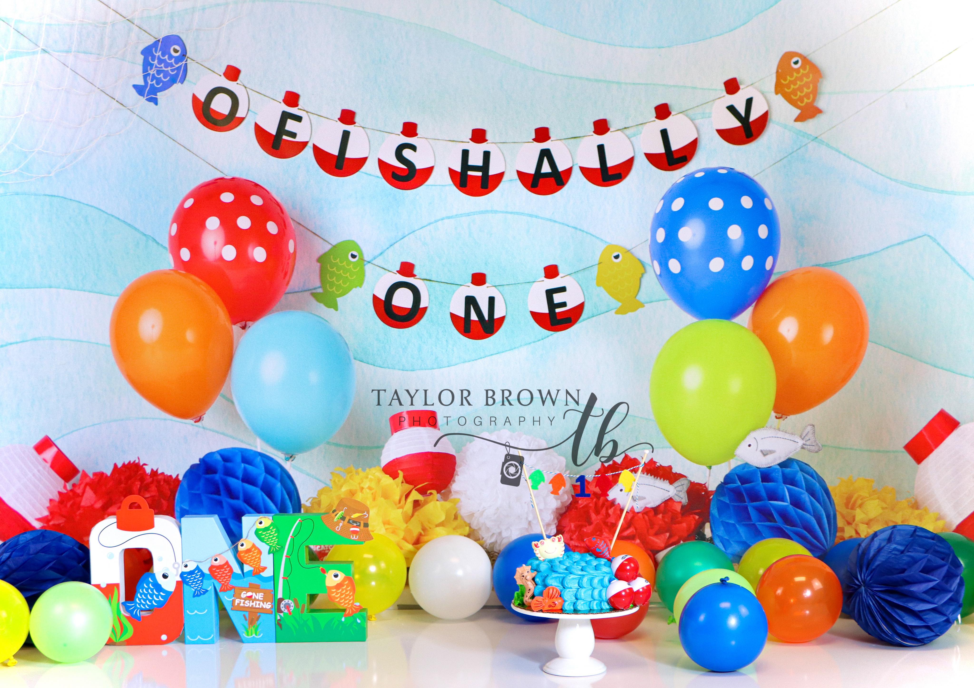 Kate Fishing First Birthday Backdrop Designed by Mandy Ringe Photography - Kate Backdrop AU