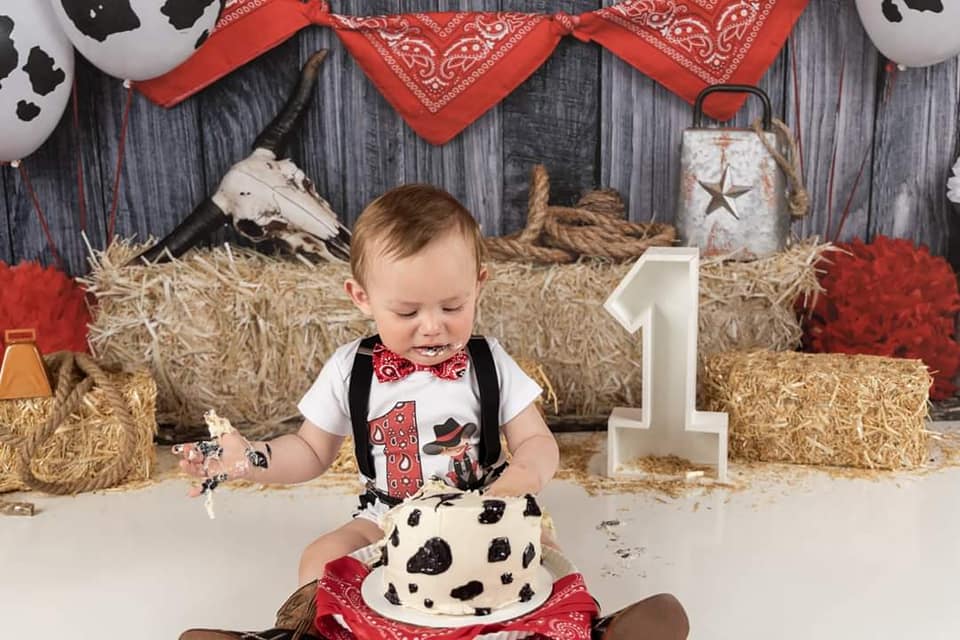 Kate Autumn Cowboy Red Decorations Backdrop - Kate Backdrop AU