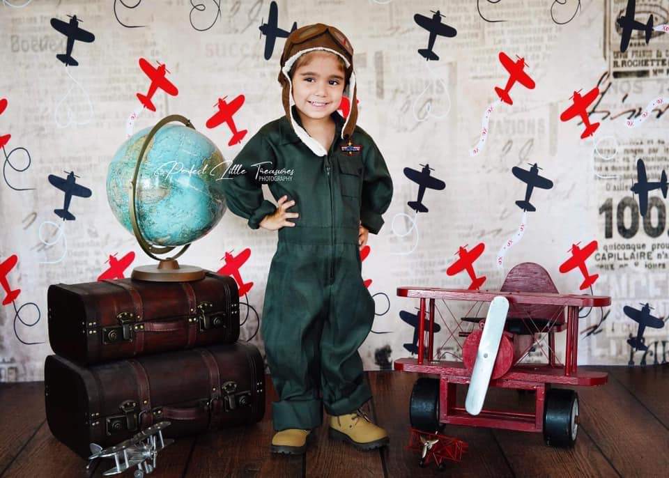 Kate Retro Planes Valentines Backdrop for Photography designed by Jerry_Sina - Kate Backdrop AU
