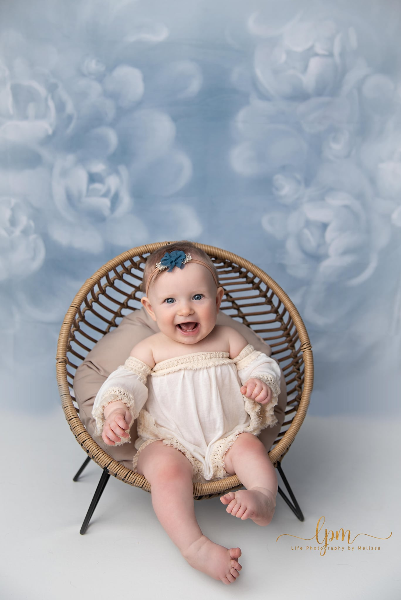 Kate Fine Art Gray Blue Florals Texture Backdrop Designed by GQ - Kate Backdrop AU