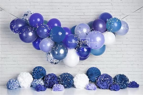 Kate Blue Birthday Balloon Garland Backdrop Designed by Mandy Ringe Photography - Kate Backdrop AU