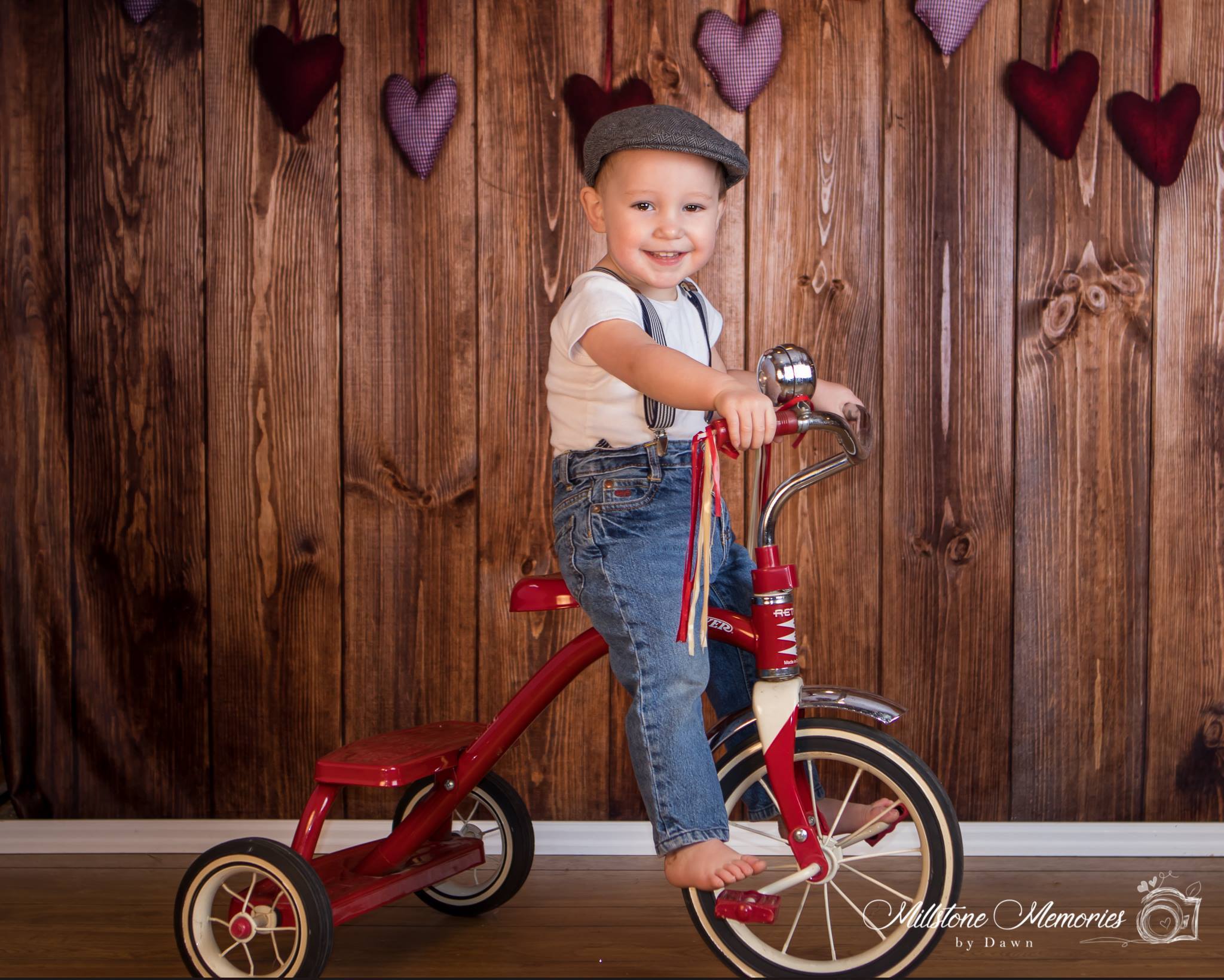 Kate Dark Wood Wall with Hearts Valentine's Day Backdrop for Photography - Kate Backdrop AU
