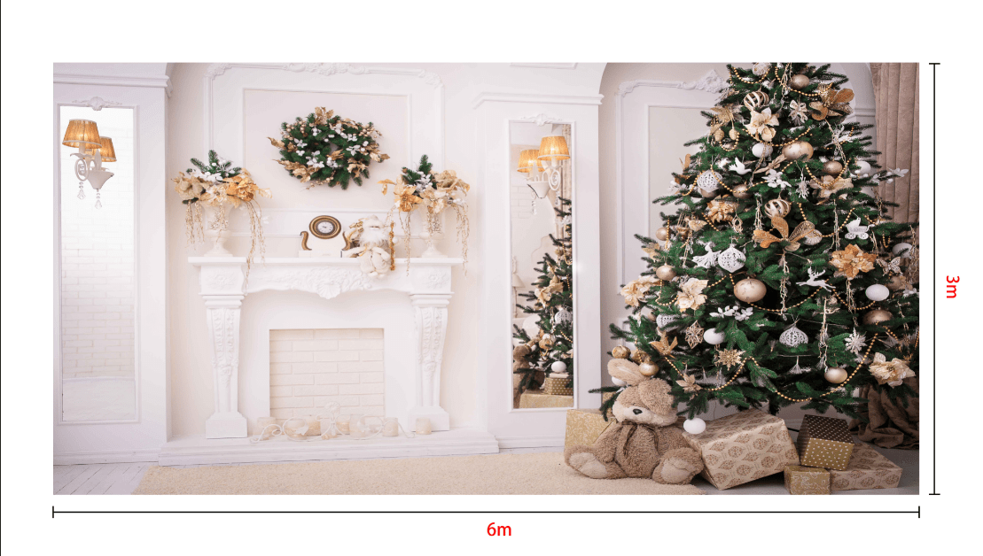 Kate Christmas Tree Decoration Fireplace Backdrop Studio Props - Kate Backdrop AU