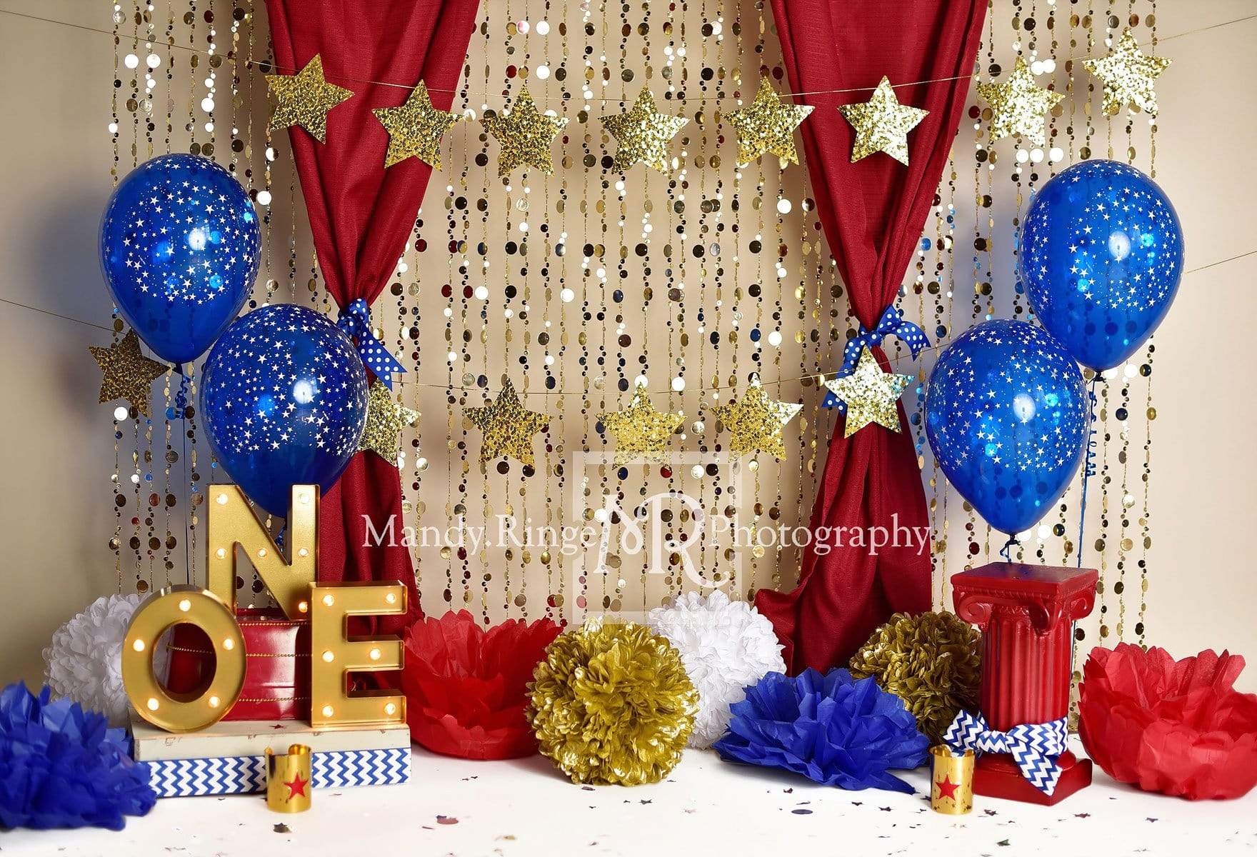 Kate One-der Woman First Birthday Balloons Backdrop for Photography Designed by Mandy Ringe Photography