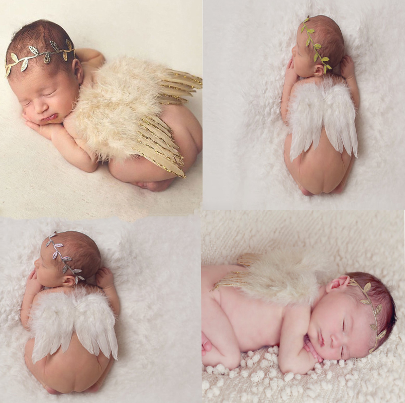 Kate Angel Feather Wings with Headband Band Baby Photo Props - Kate Backdrop AU