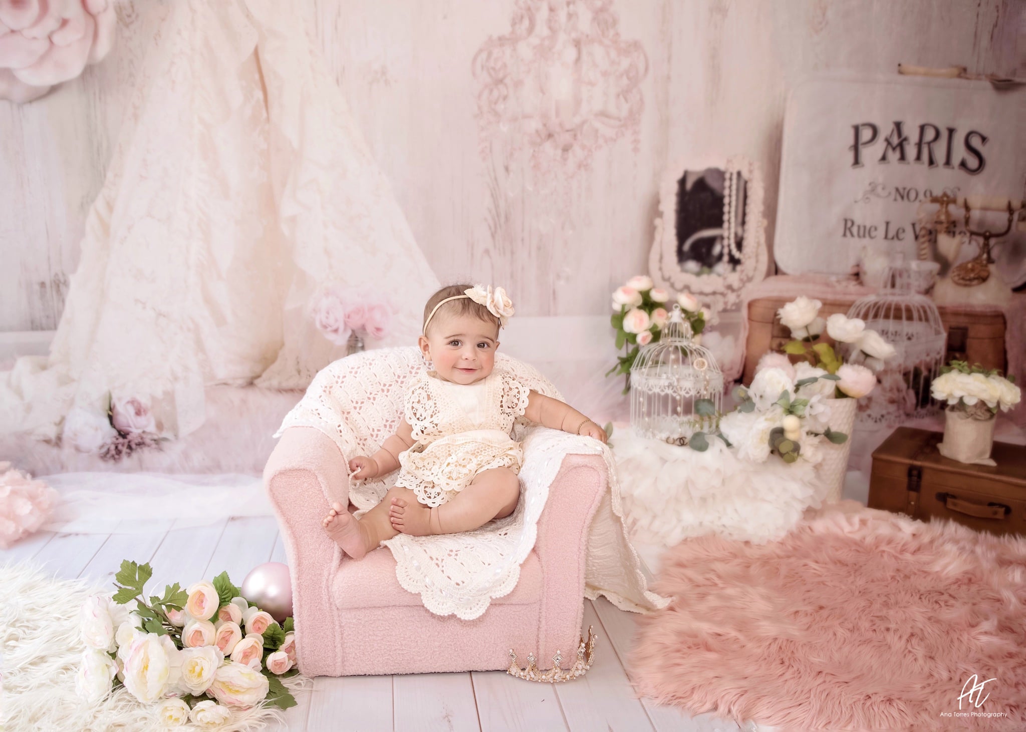 Kate Vintage Vibes Flower Paris Backdrop for Photography Designed by Erin Larkins - Kate Backdrop AU