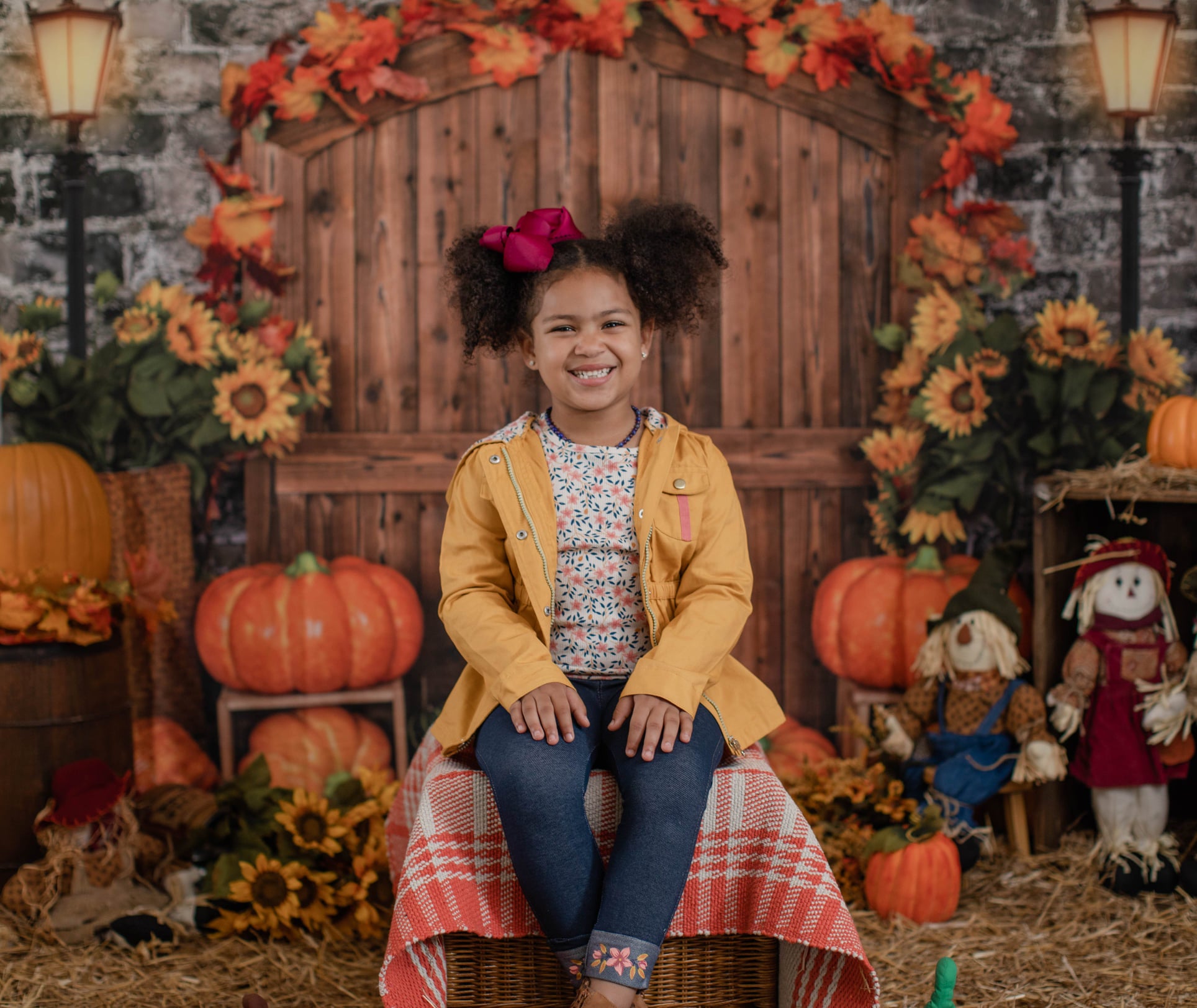 Kate Autumn Pumpkin Brick Barn Door Backdrop Designed by Emetselch - Kate Backdrop AU