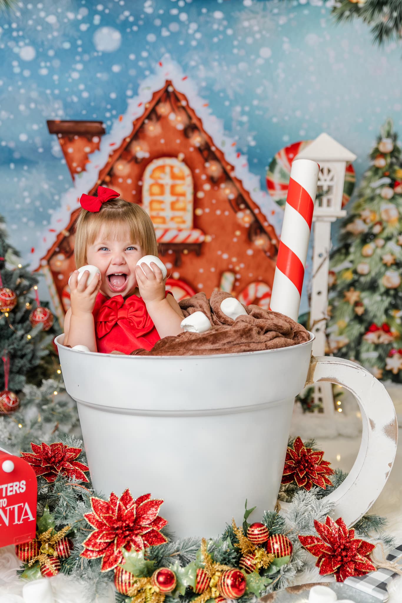 Kate Christmas Oil Painting Candy House Snow Backdrop for Photography - Kate Backdrop AU