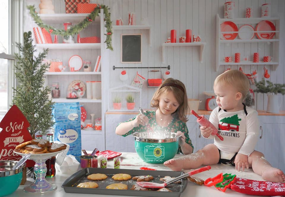 Kate Christmas Kitchen Backdrop White Wall for Photography - Kate Backdrop AU