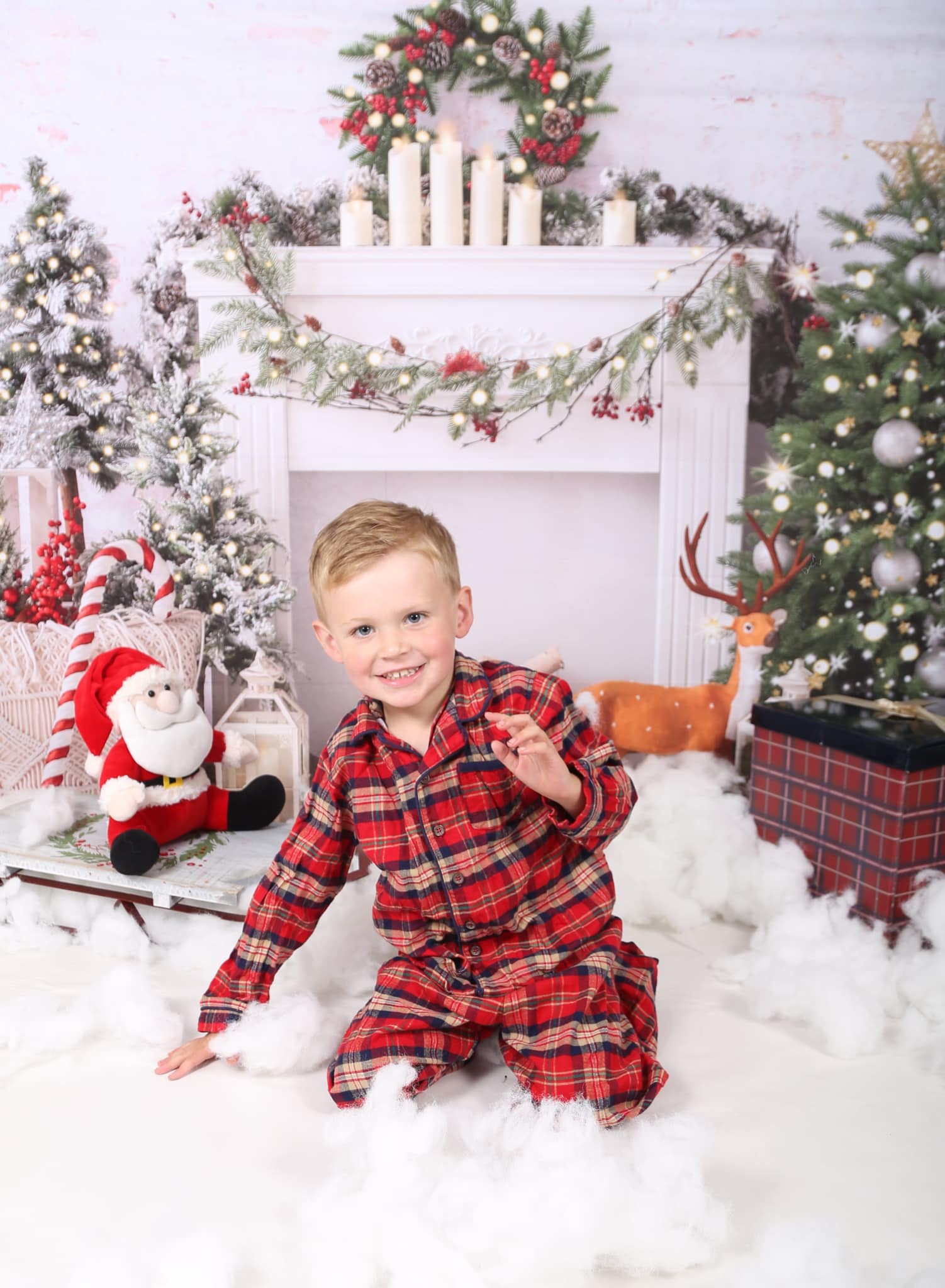 Kate Christmas Boho Fireplace Elk Backdrop Designed by Emetselch - Kate Backdrop AU