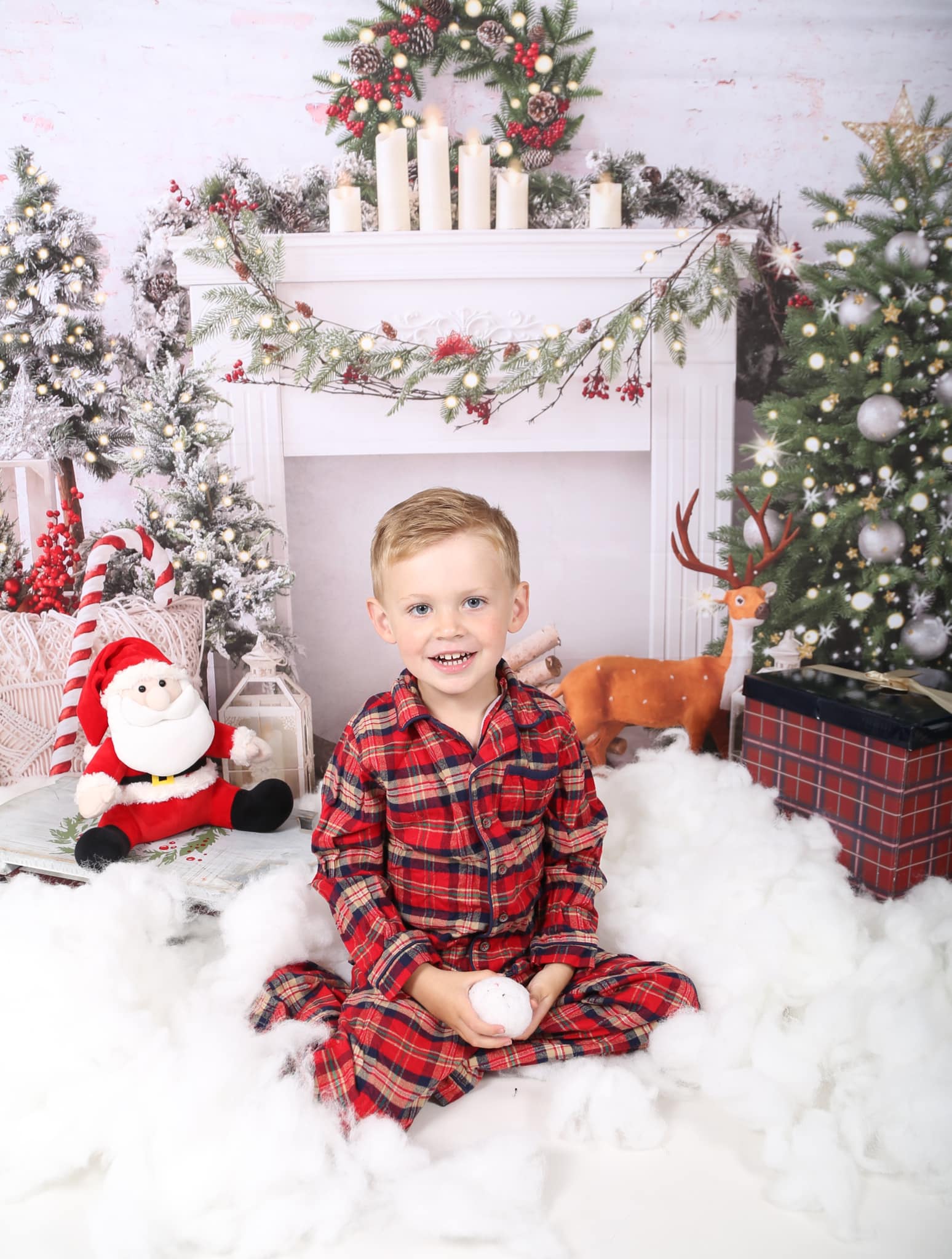 Kate Christmas Boho Fireplace Elk Backdrop Designed by Emetselch - Kate Backdrop AU