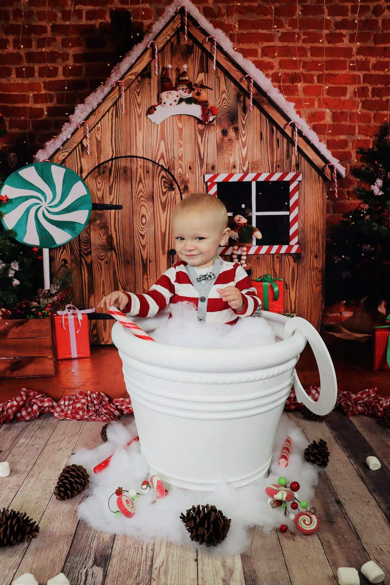 Kate Christmas Wooden House Hot cocoa Backdrop Gingerbread for Photography - Kate Backdrop AU