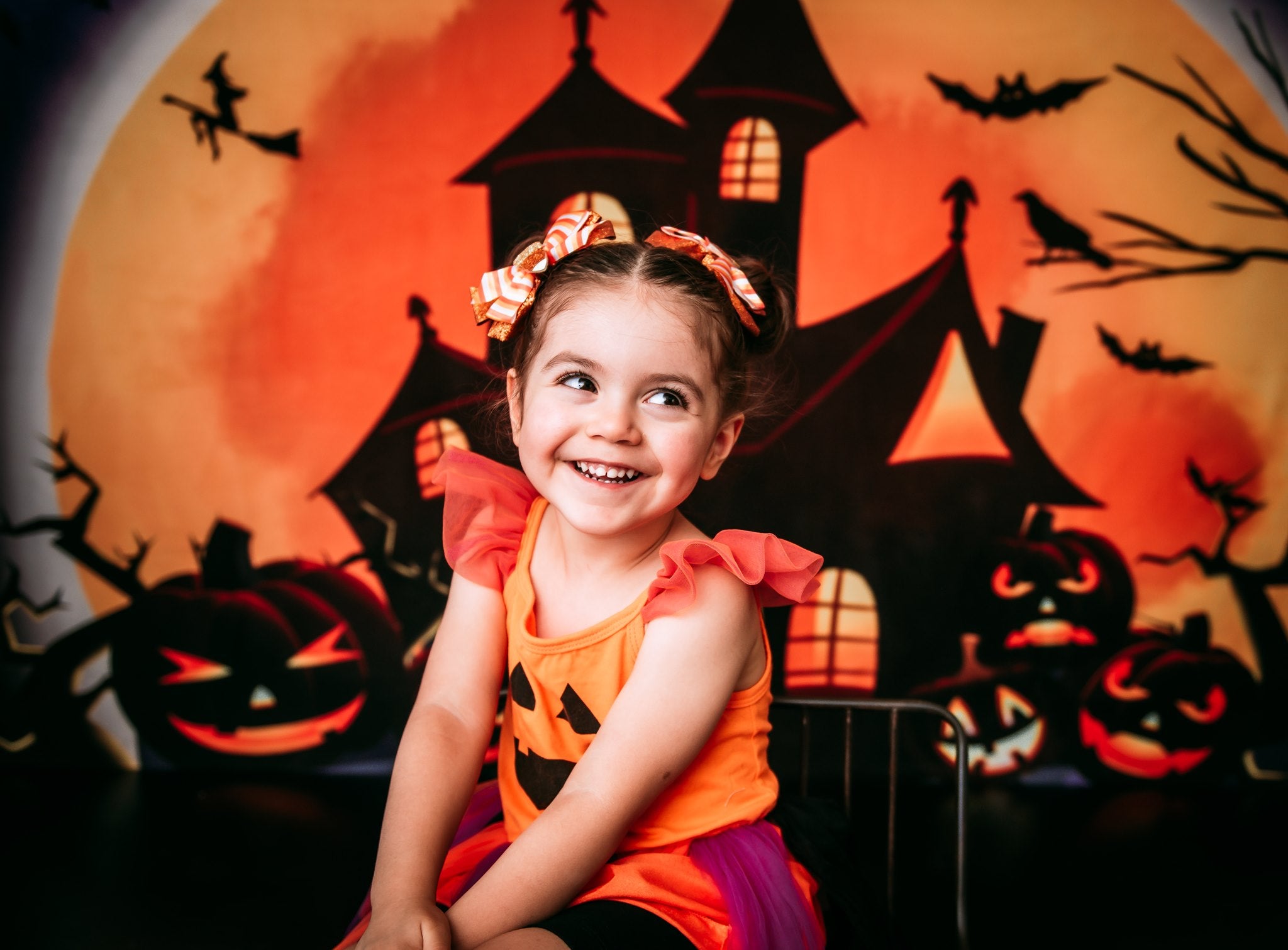 Kate Halloween Backdrop Pumpkins Witch House Designed by Chain Photography - Kate Backdrop AU
