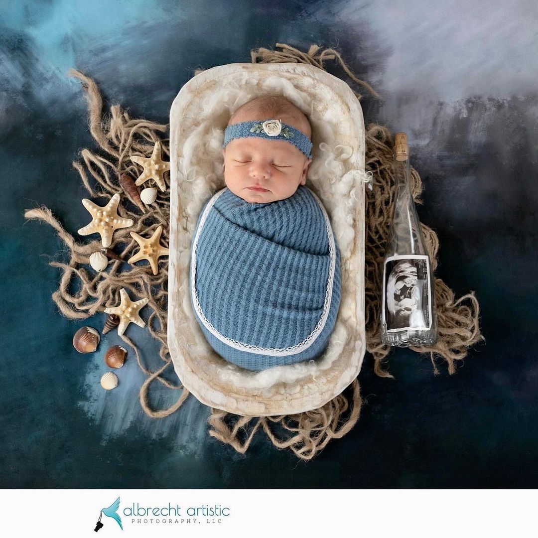 Kate Blue Texture Abstract Brushed Liked Type Backdrop - Kate Backdrop AU