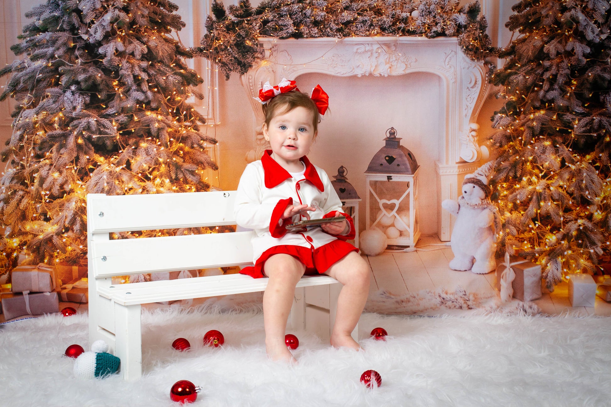 Kate Christmas White Fireplace Backdrop for Photography - Kate Backdrop AU