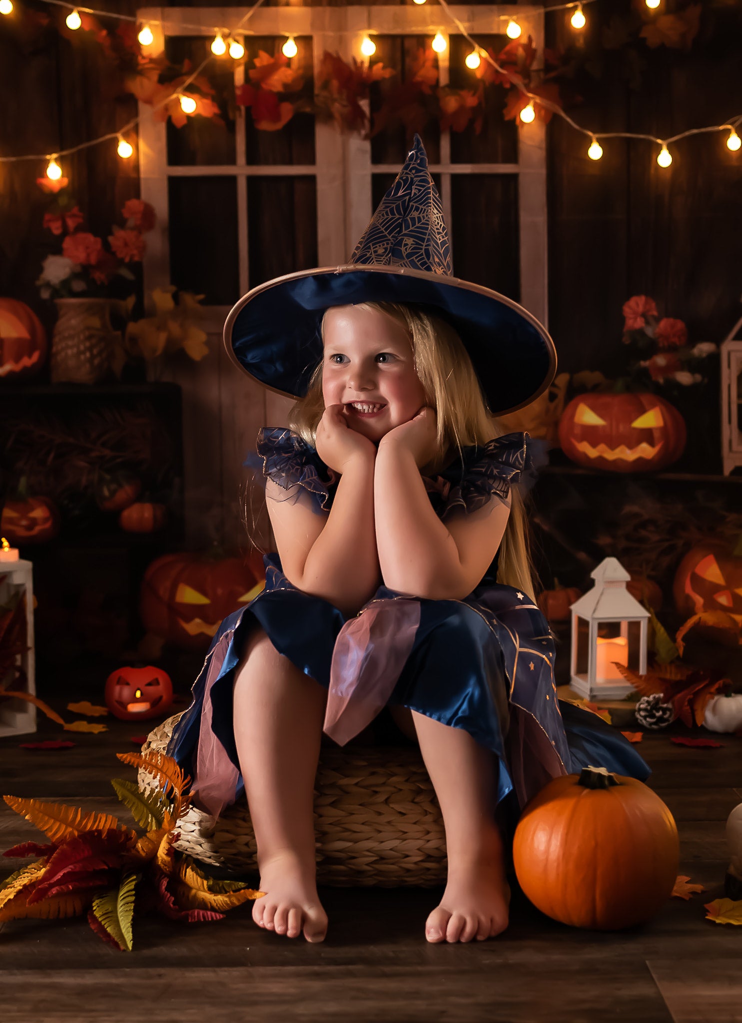 Kate Autumn/Thanksgiving Pumpkins Lights Backdrop Designed by Jia Chan Photography - Kate Backdrop AU