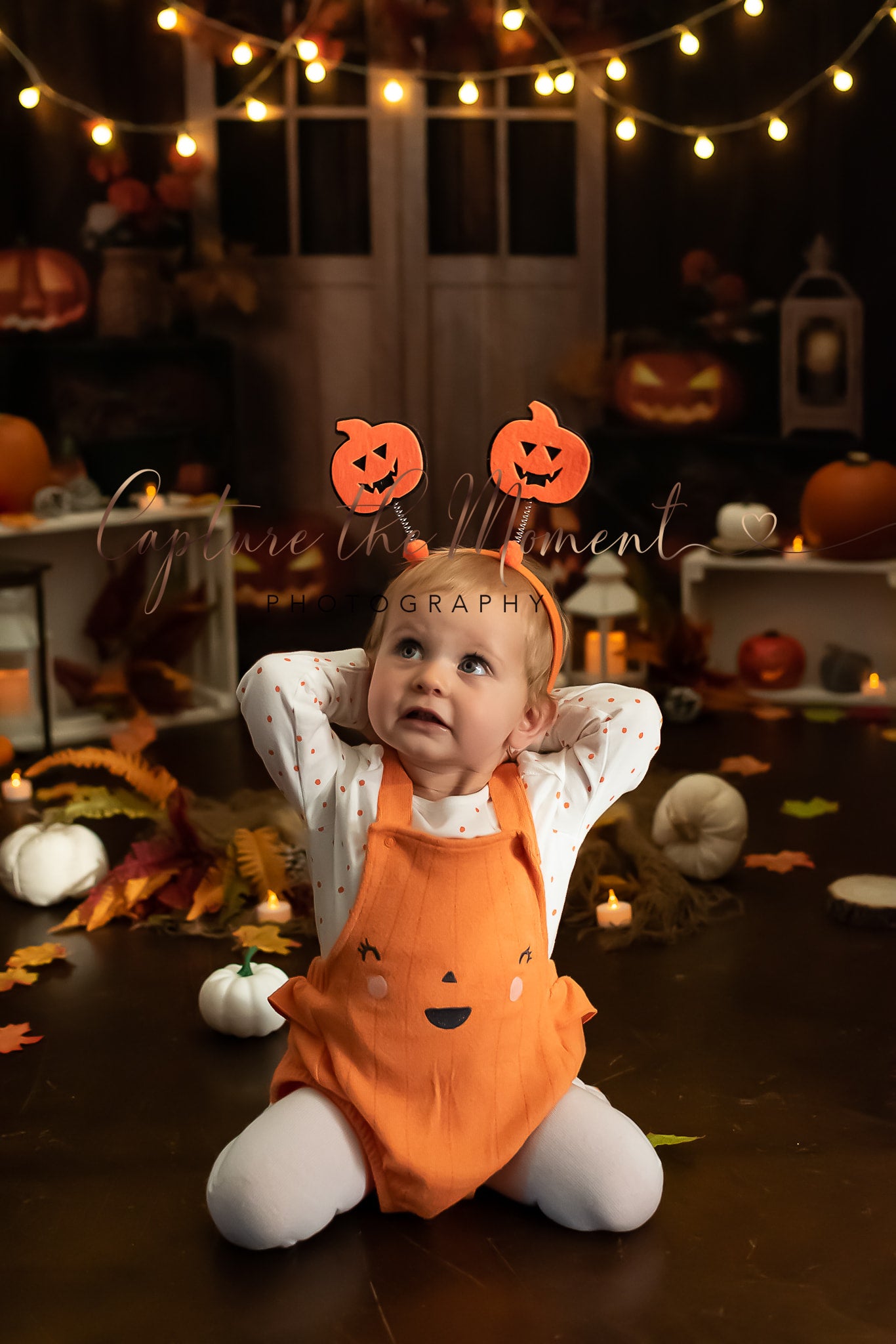 Kate Autumn/Thanksgiving Pumpkins Lights Backdrop Designed by Jia Chan Photography - Kate Backdrop AU