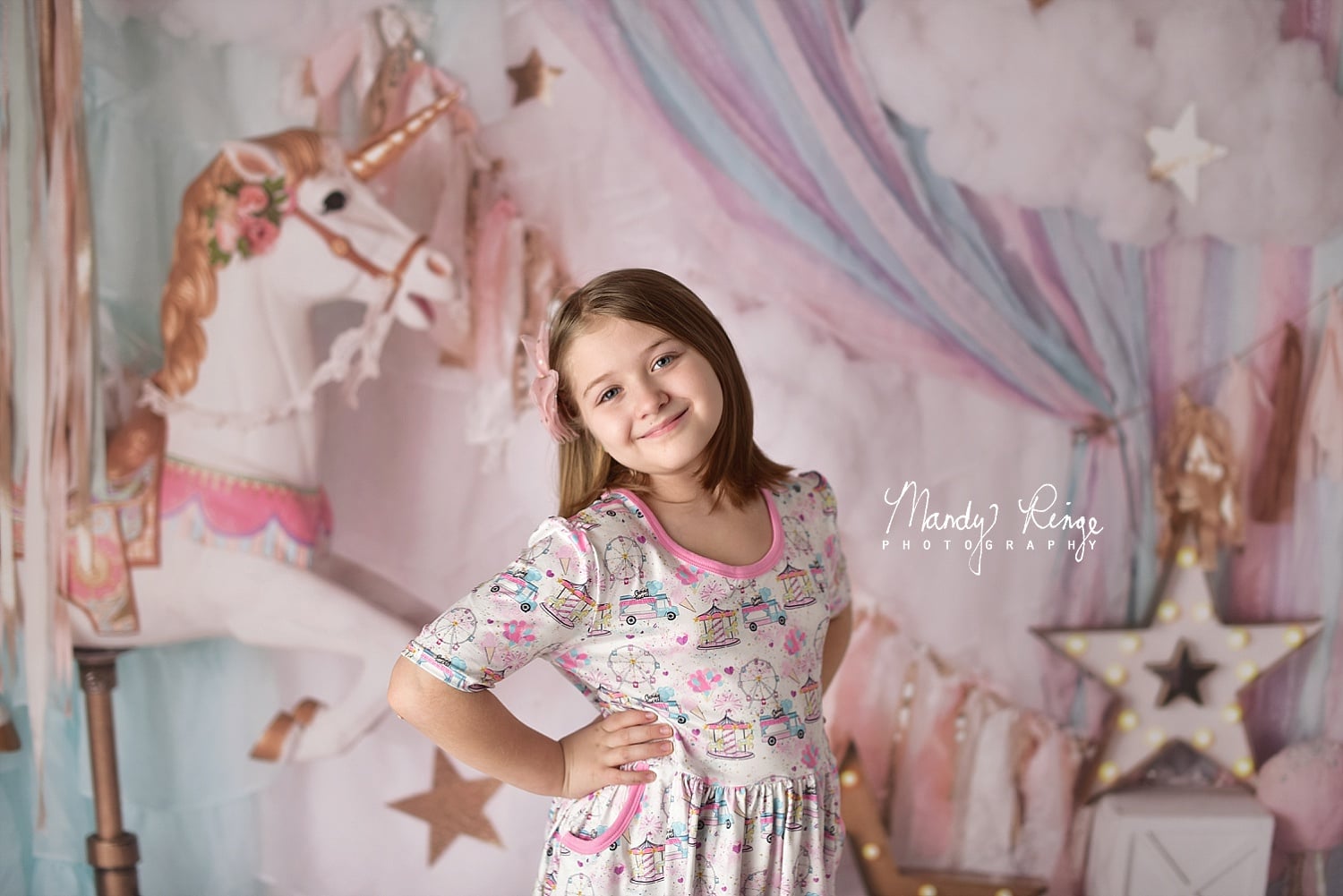 Kate Unicorn Carousel Backdrop Dreams Designed by Mandy Ringe Photography - Kate Backdrop AU
