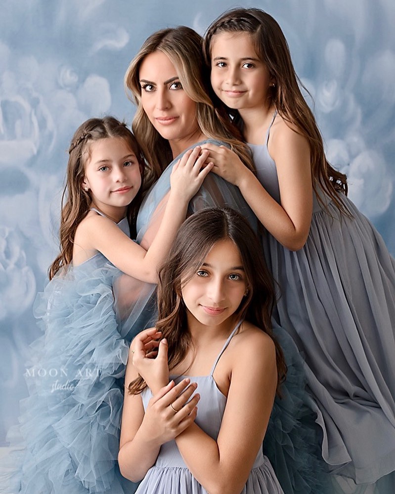 Kate Fine Art Gray Blue Florals Texture Backdrop Designed by GQ - Kate Backdrop AU