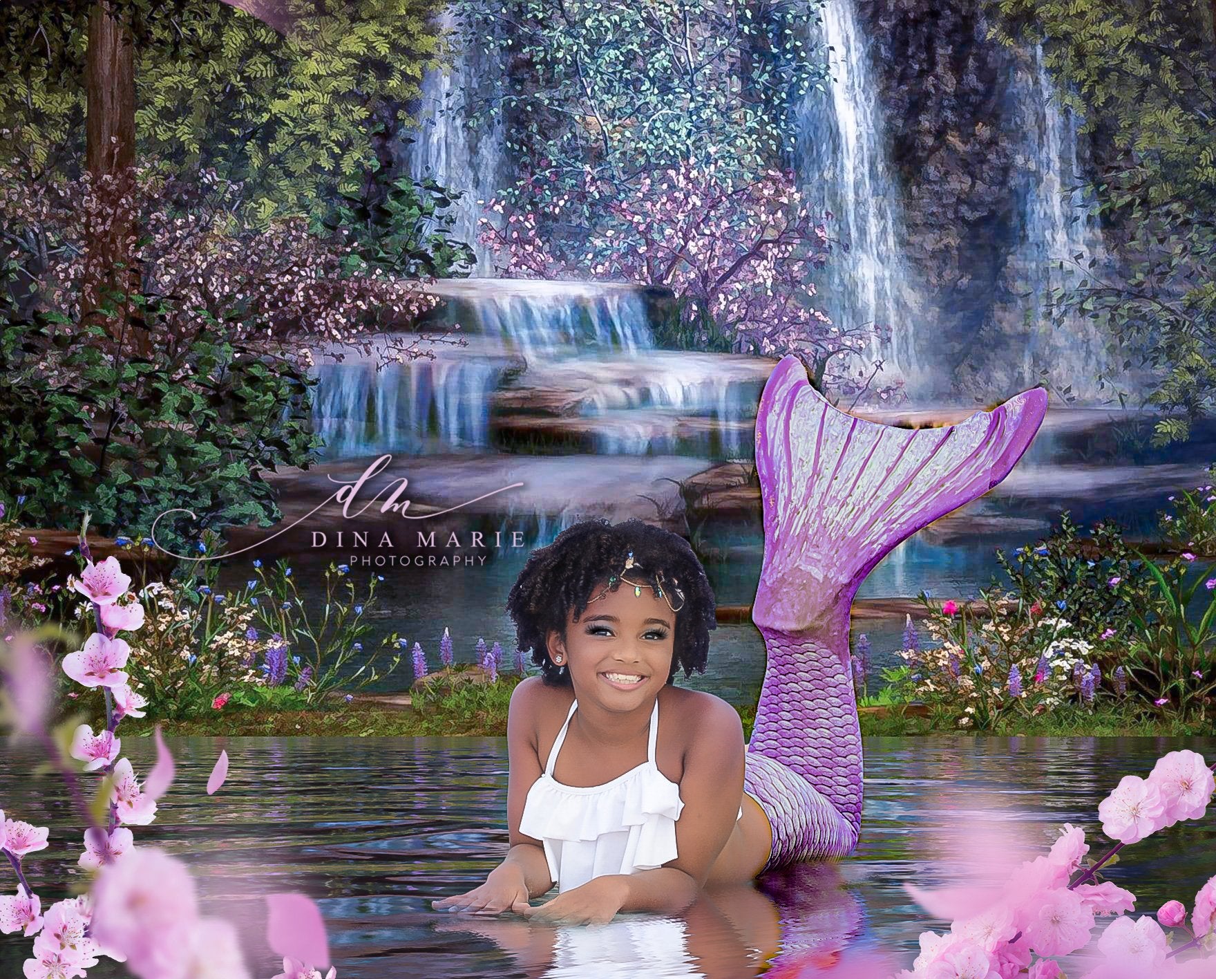 Kate Mermaid Falls Spring Easter Backdrop - Kate Backdrop AU
