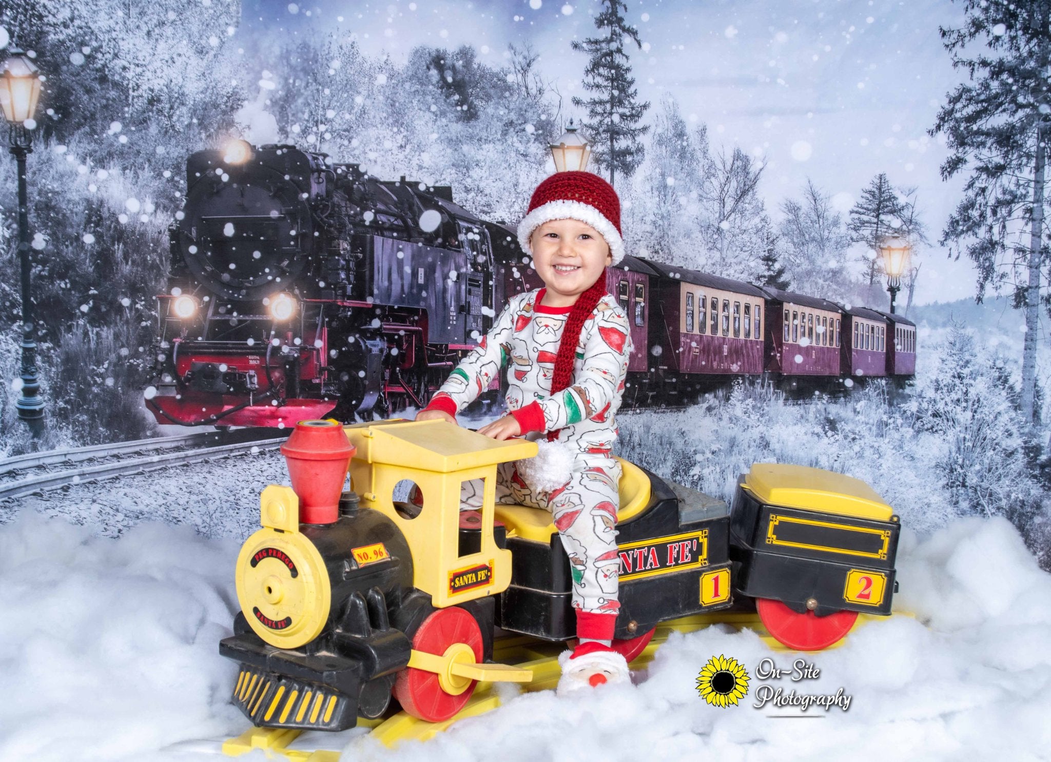 Kate Winter Christmas Train Backdrop Snow Designed by Chain Photography - Kate Backdrop AU