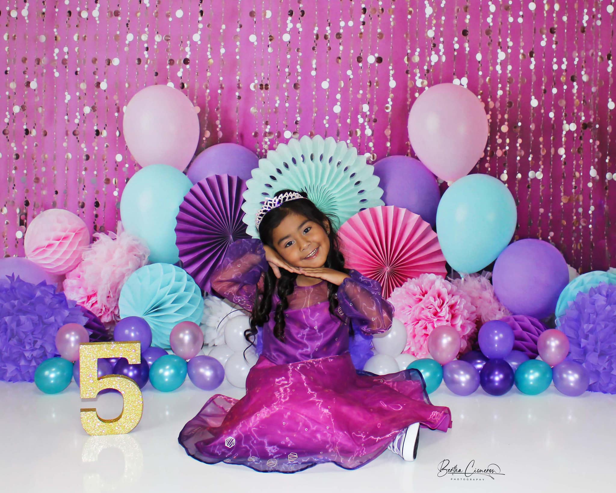 Kate Pink Purple and Teal Birthday Backdrop Designed by Mandy Ringe Photography - Kate Backdrop AU