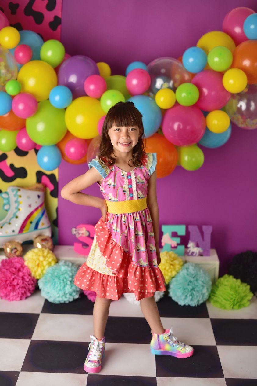 Kate Retro 90s Neon Party Backdrop Purple Designed by Mandy Ringe Photography - Kate Backdrop AU
