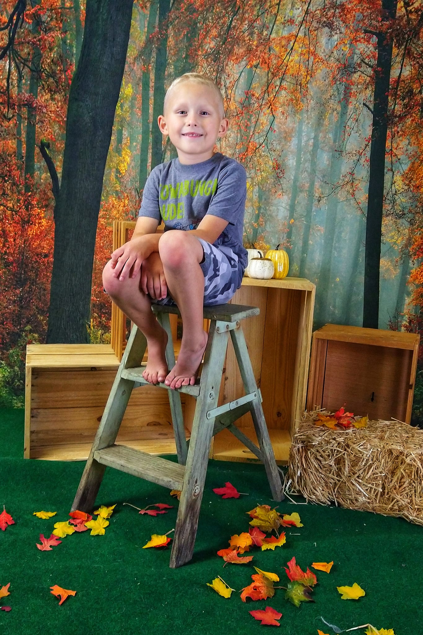 Kate Autumn Forest With Maple And Green Grass for Photography - Kate Backdrop AU