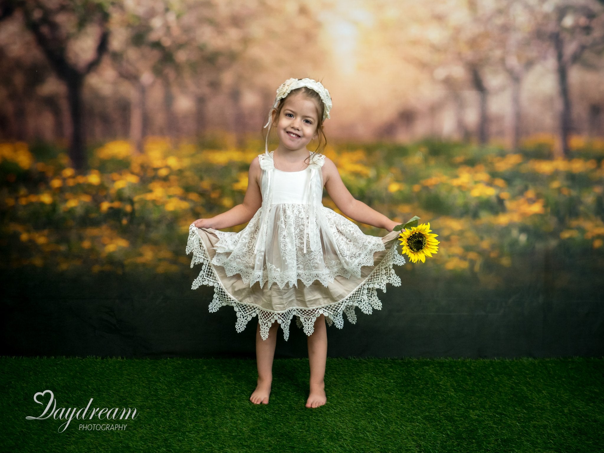 Kate Summer Orchard in Yellow Backdrop for Photography Designed by Lisa Granden - Kate Backdrop AU