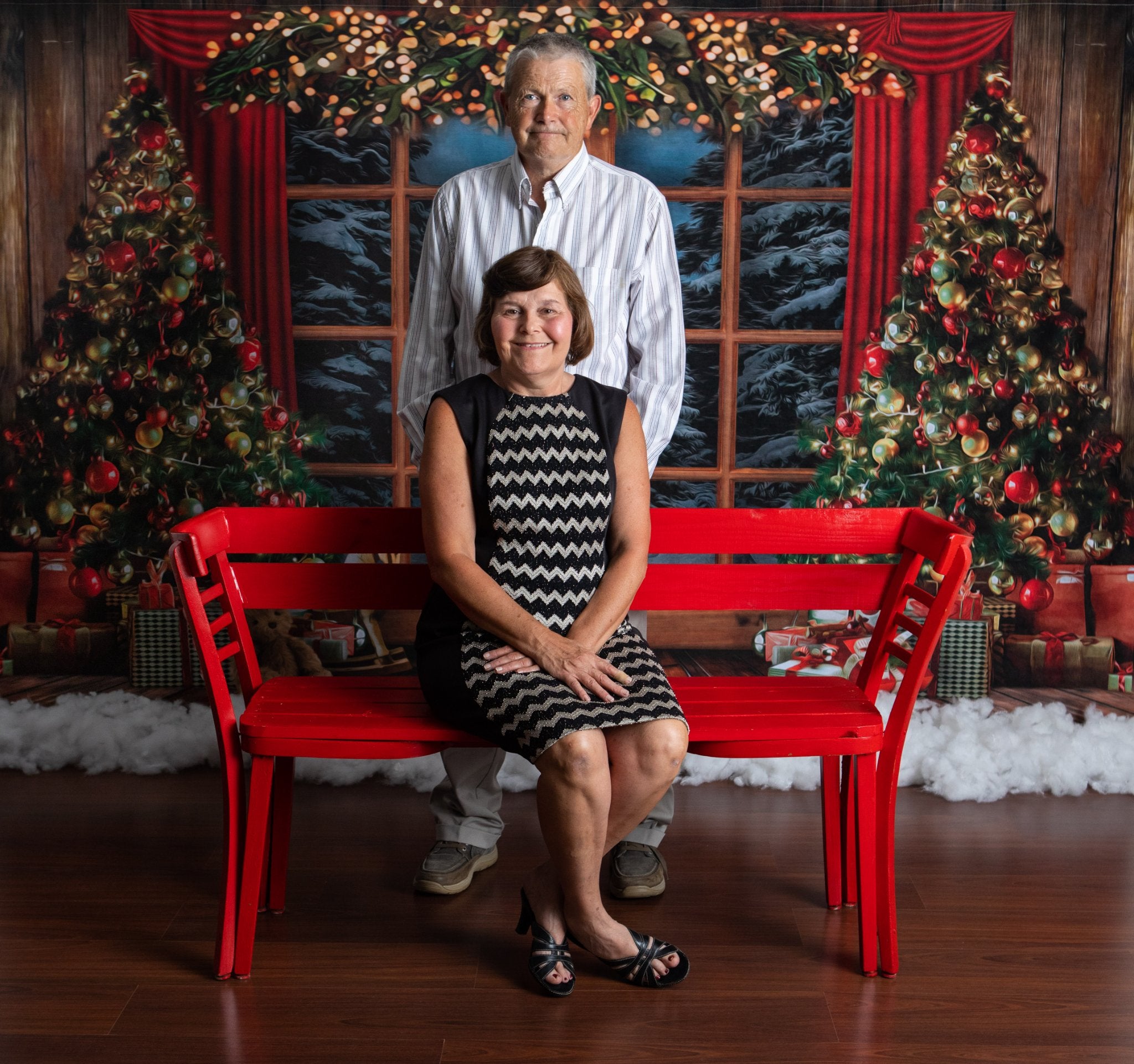 Kate Christmas Tree Backdrop Snow Outside Window for Photography - Kate Backdrop AU