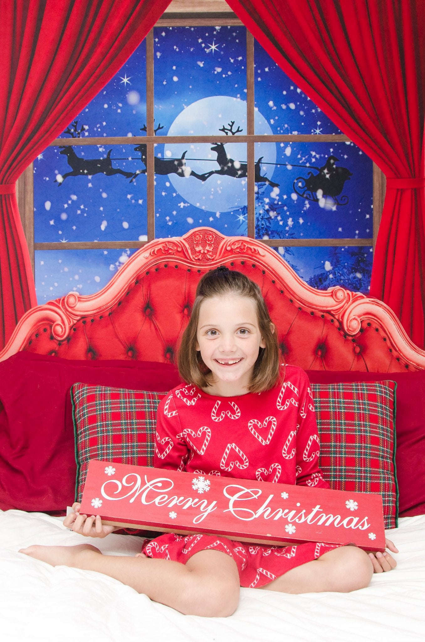 Kate Christmas Night Backdrop Tree Elk Headboard Designed by Chain Photography - Kate Backdrop AU