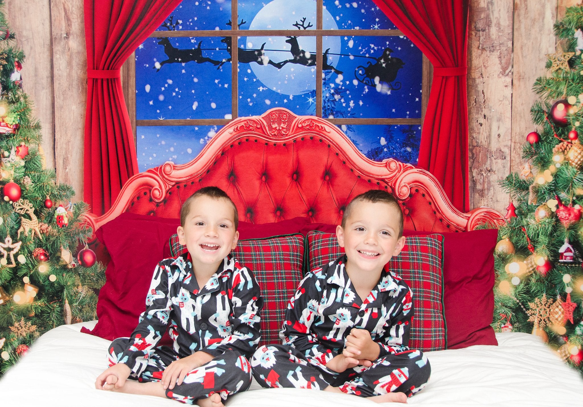 Kate Christmas Night Backdrop Tree Elk Headboard Designed by Chain Photography - Kate Backdrop AU