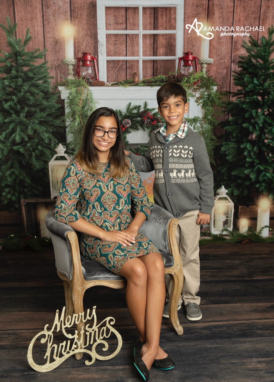 Kate Christmas Fireplace Candlelight Wooden Backdrop Designed by Emetselch - Kate Backdrop AU