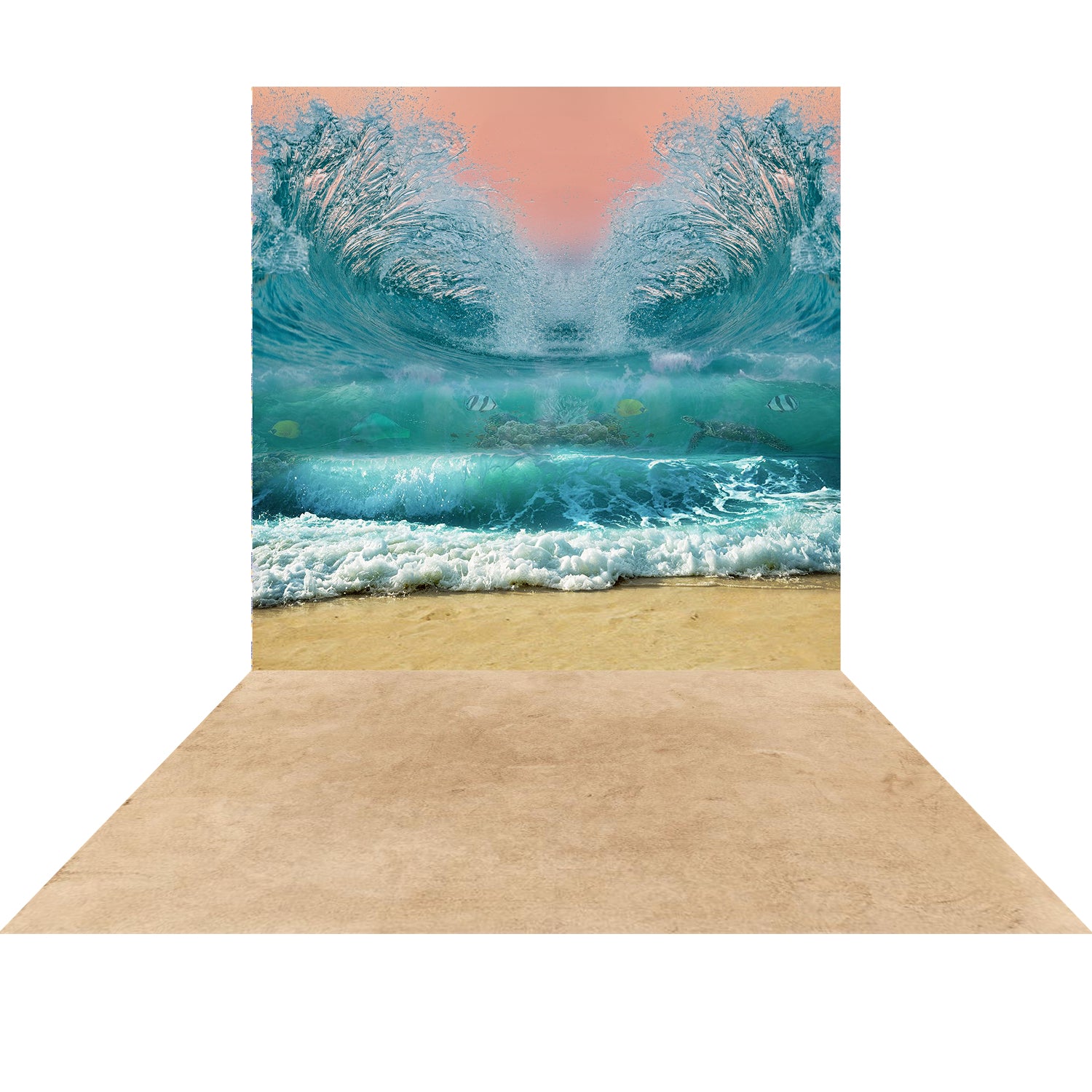 Kate 8x8ft Summer Beach Waves Backdrop + 8x5ft Abstract Texture Rubber Floor Mat for Photography - Kate Backdrop AU